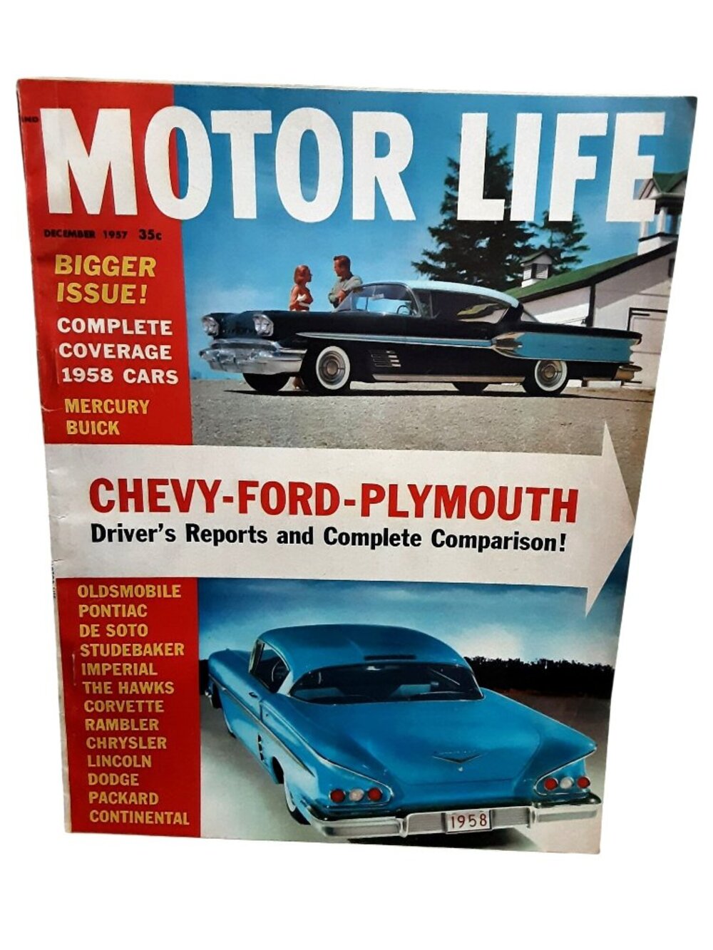 1957 Motor Life Magazine December Chevy Ford Plymouth 1958 Cars Issue